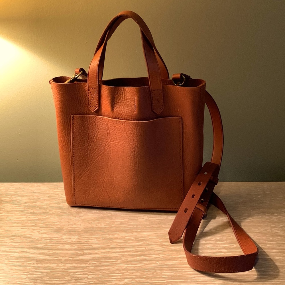 Madewell small leather transport crossbody tote